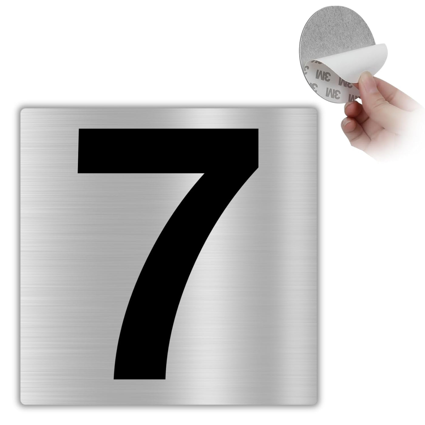 LEIASA | Selbstklebende Hausnummer - 10x10 cm - Aluminium - Nr. 7 - Wo