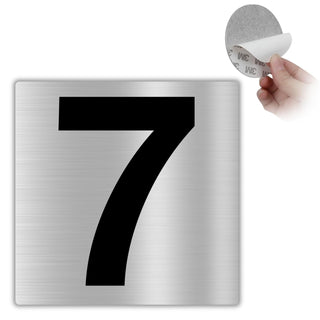 LEIASA | Selbstklebende Hausnummer - 10x10 cm - Aluminium - Nr. 7 - Wo