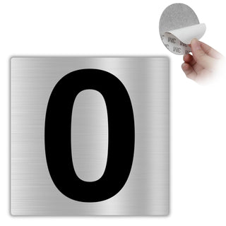 LEIASA | Selbstklebende Hausnummer - 10x10 cm - Aluminium - Nr. 0 - Wo