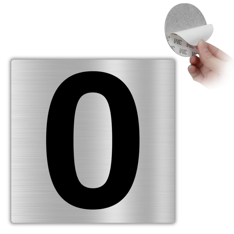 LEIASA | Selbstklebende Hausnummer - 10x10 cm - Aluminium - Nr. 0 - Wo