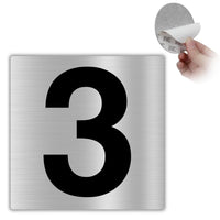 LEIASA | Selbstklebende Hausnummer - 10x10 cm - Aluminium - Nr. 3 - Wohnungs- & Hotelnummer - Türkennzeichnung Innen & Außen - Nummernschild Tür - Zahl 3 (Nummernschild 3)