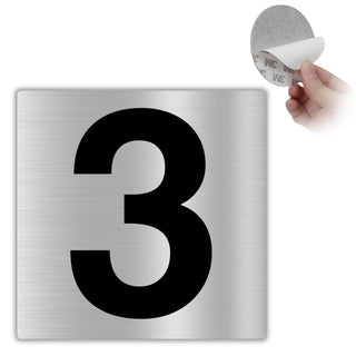 LEIASA | Selbstklebende Hausnummer - 10x10 cm - Aluminium - Nr. 3 - Wo