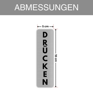 LEIASA | Türschild Drücken - 5 x 18 cm - Aluminium - Hinweis Schild Tü