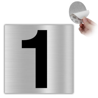 LEIASA | Selbstklebende Hausnummer - 10x10 cm - Aluminium - Nr. 1 - Wo