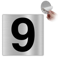 LEIASA | Selbstklebende Hausnummer - 10x10 cm - Aluminium - Nr. 9 - Wohnungs- & Hotelnummer - Türkennzeichnung Innen & Außen - Nummernschild Tür - Zahl 9 (Nummernschild 9)