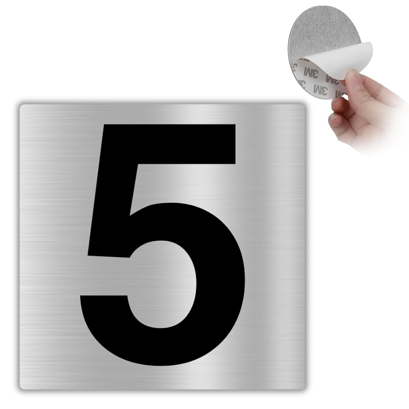 LEIASA | Selbstklebende Hausnummer - 10x10 cm - Aluminium - Nr. 5 - Wo