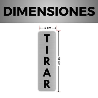 LEIASA | Señal Adhesiva Tirar Puerta - 5x18 cm - Grosor 0.8 mm - Aluminio - Rótulo de Instrucción Puerta - Signo Tirar - Cartel Adhesivo 3M - Indicación Uso Puerta - Tirar Puerta