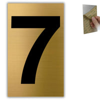 LEIASA | Goldene Hausnummer - 4x6,5 cm - Aluminium - Ziffernschild Tür - Nummernplakette Briefkasten - Adressschild Wohnung - Kennzeichnung Gebäude - Dicke 0,8 mm (7, 65mm)
