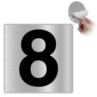LEIASA | Selbstklebende Hausnummer - 10x10 cm - Aluminium - Nr. 8 - Wohnungs- & Hotelnummer - Türkennzeichnung Innen & Außen - Nummernschild Tür - Zahl 8 (Nummernschild 8)