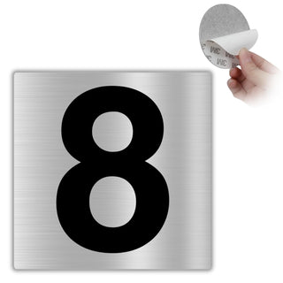 LEIASA | Selbstklebende Hausnummer - 10x10 cm - Aluminium - Nr. 8 - Wo