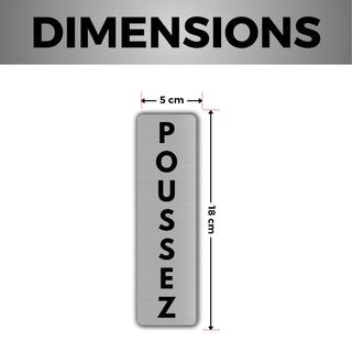 LEIASA | Panneau Poussez la Porte - 5x18 cm - Épaisseur 0,8 mm - Alumi
