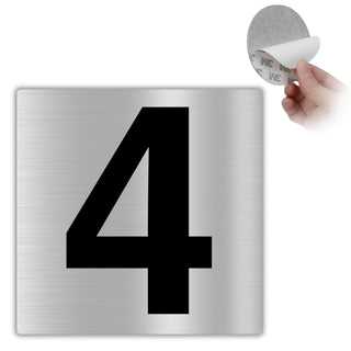 LEIASA | Selbstklebende Hausnummer - 10x10 cm - Aluminium - Nr. 4 - Wo