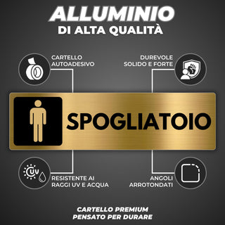 LEIASA | Segnale Spogliatoio Uomo - 5x18 cm - Alluminio - Cartello Spo