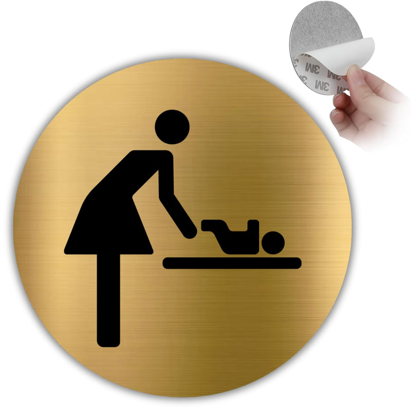 LEIASA | Goldenes Schild Wickelraum Mutter & Baby - Ø 10 cm - Stärke 0