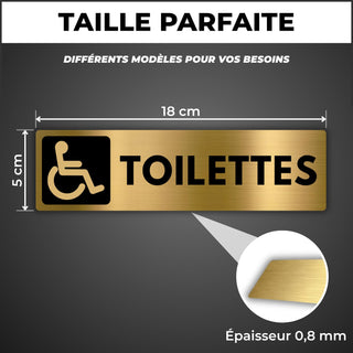 LEIASA | Panneau Toilettes PMR - 5x18 cm - Aluminium - WC Accès Handic