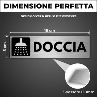 LEIASA | Segnale Doccia - 5 x 18 cm - Spessore 0,8 mm - Alluminio - Ta