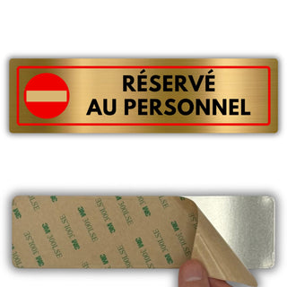 LEIASA | Panneau Réservé au Personnel - 5x18 cm - Aluminium - Zone Emp