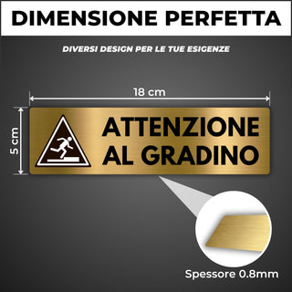 LEIASA | Segnale Attenzione al Gradino - 5x18 cm - Alluminio - Cartell