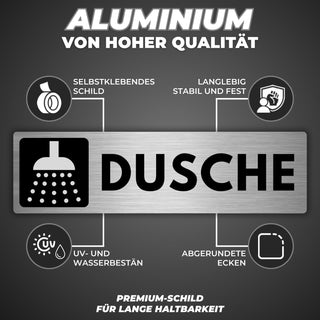 LEIASA | Schild Dusche - 5x18 cm - Aluminium - Türschild Duschraum - H