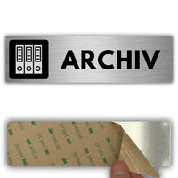LEIASA | Schild Archiv - 5x18 cm - Aluminium - Aktenraum Schild - Türschild Archivraum - Hinweisschild Aktenlager - Aufkleber Dokumente - Aktenablage im Büro - Dicke 0,8 mm - (Archiv)