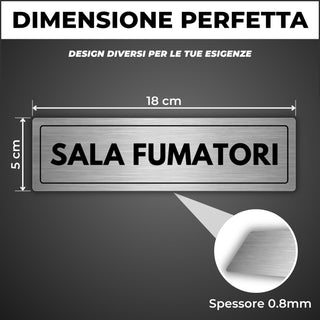 LEIASA | Segnale Sala Fumatori - 5 x 18 cm - Spessore 0,8 mm - Allumin