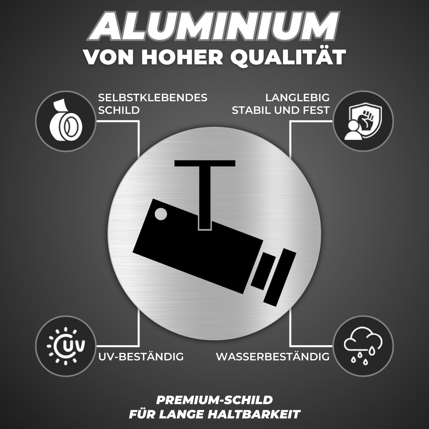 LEIASA : Klebeschild Videoüberwachungszone - Dicke 0,6 mm - Durchmesse