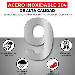 LEIASA | Numéro Adhésif Maison - 100 mm - Acier Inoxydable 304 - Nº 0 
