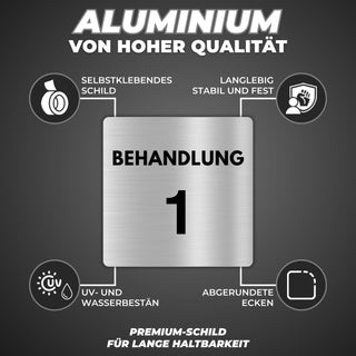 LEIASA | Schild Behandlung - 12x12 cm - Aluminium - Türschild Behandlu
