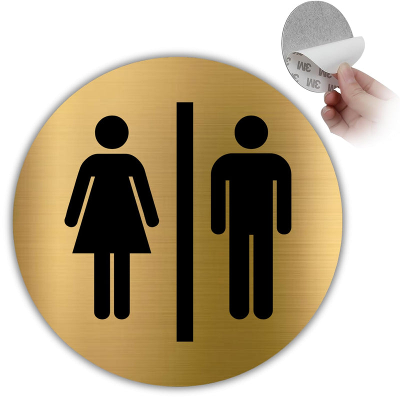 LEIASA | Goldenes Schild WC Damen & Herren - Ø 10 cm - Stärke 0,8 mm -