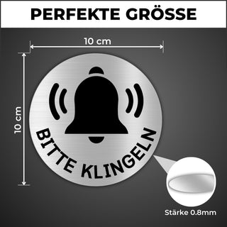LEIASA | Selbstklebendes Schild Klingel drücken - Durchmesser Ø 100 mm