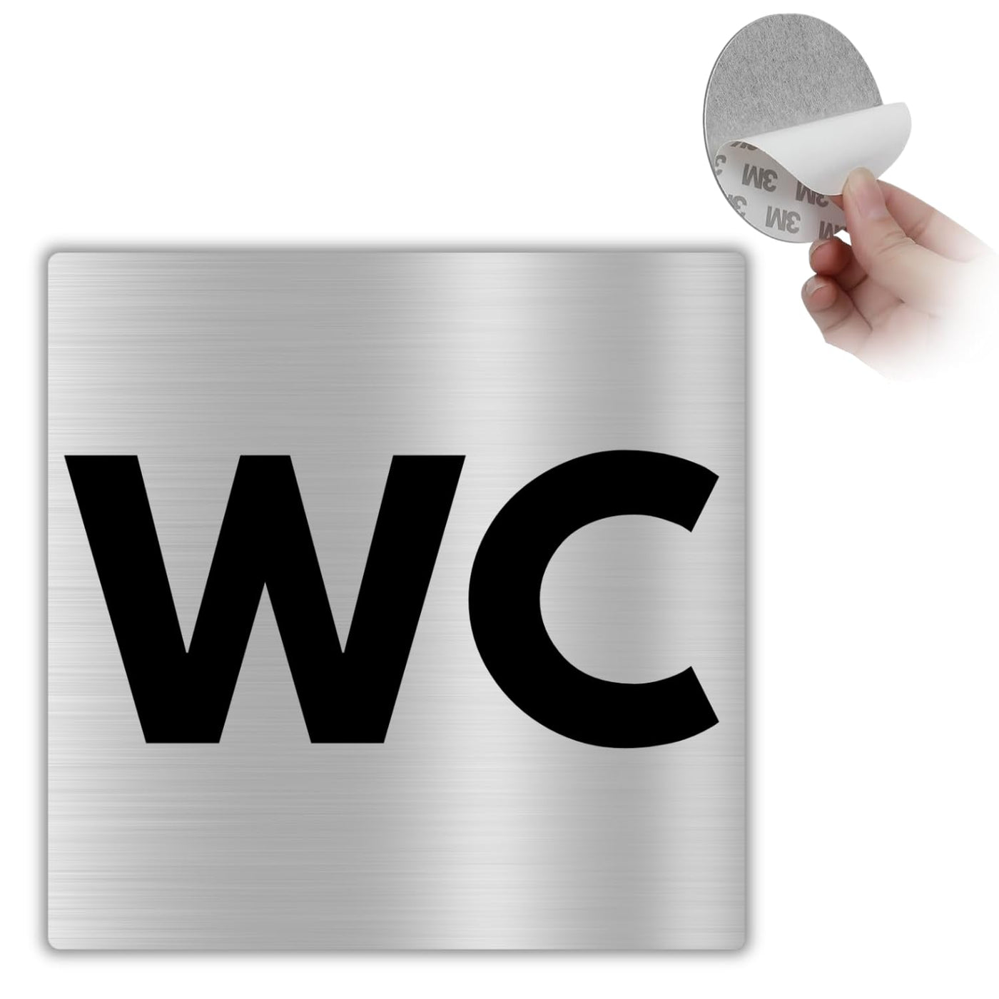 LEIASA | Selbstklebendes WC-Schild – 10x10 cm – 0,8 mm Dicke – Alumini