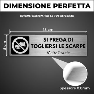 LEIASA | Cartello Togliersi le Scarpe - 5x18 cm - Spessore 0,8 mm - Al