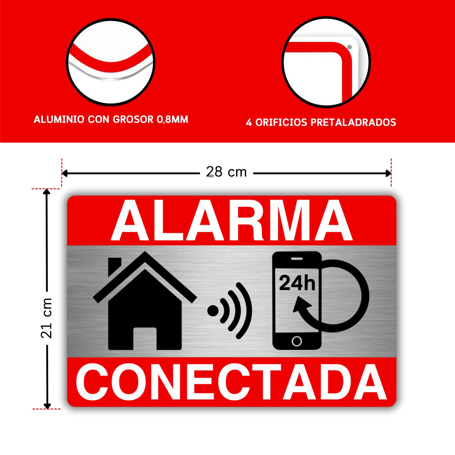 LEIASA | Cartel Área Videovigilada - 9x14 cm - Aluminio - Grosor 0,8 mm - Cartel Videovigilancia - Impresión UV - Resistente Exterior - Señal Alarma Disuasorio de Aluminio (Señal Alarma Pequeña)
