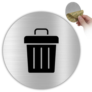 LEIASA | Mülleimer Schild Abfalleimer - 10x10 cm - Aluminium Silber - 