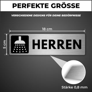 LEIASA | Schild Herren Dusche - 5x18 cm - Aluminium - Türschild Duschr