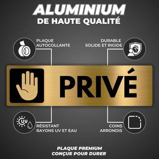 LEIASA | Panneau Privé - 5x18 cm - Aluminium - Ne Pas Entrer Halte Int