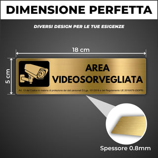 LEIASA | Segnale Zona Videosorvegliata - 5x18 cm - Alluminio - Cartell