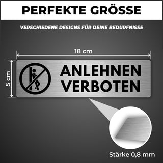 LEIASA | Selbstklebendes Schild Anlehnen verboten - 5x18 cm - Aluminiu