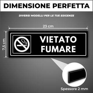 LEIASA | Segnale Vietato Fumare - 7,5 x 23 cm - Spessore 2 mm - Acrili