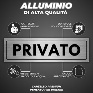 LEIASA | Segnale Privato - 5x18 cm - Alluminio - Cartello Area Privata