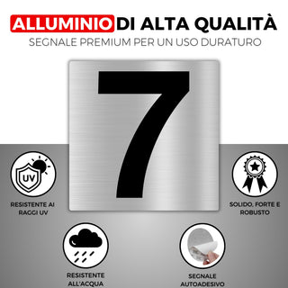 LEIASA | Numero Civico Adesivo - 10x10 cm - Alluminio - Nº 0 - Numero 