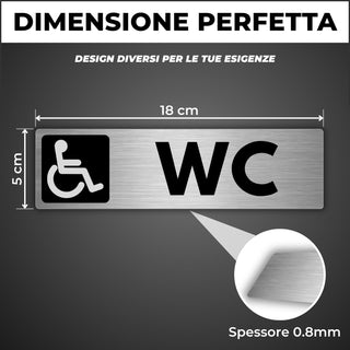 LEIASA | Señal Baño Minusválidos - 5x18 cm - Grosor 0.8 mm - Aluminio - Rótulo Aseo Accesible - Signo WC Discapacitados - Cartel Accesibilidad - (Baño Minusvalidos)