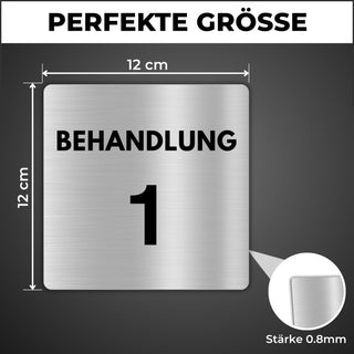 LEIASA | Schild Behandlung - 12x12 cm - Aluminium - Türschild Behandlu