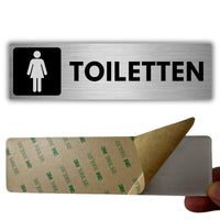 LEIASA | Selbstklebendes Schild Damen-WC - 5x18 cm - Dicke 0,8 mm - Aluminium - Aufdruck - Symbol: Damen-Service - 3M Klebeaufkleber Schild Damen-WC - Damen Waschbecken
