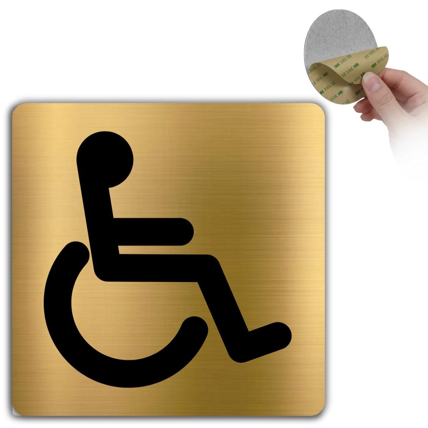 LEIASA | Behinderten-WC Schild - 10x10 cm - Aluminium Gold - Toilette 