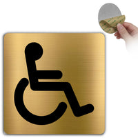 LEIASA | Behinderten-WC Schild - 10x10 cm - Aluminium Gold - Toilette Barrierefrei Plakette - Inklusiv-WC Aufkleber - Handicap Zeichen - Grosor 0.8mm - (Behinderung im Badezimmer)