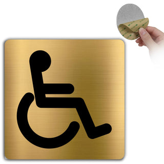 LEIASA | Behinderten-WC Schild - 10x10 cm - Aluminium Gold - Toilette 