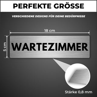 LEIASA | Schild Wartezimmer - 5 x 18 cm - Stärke 0,8 mm - Aluminium - 