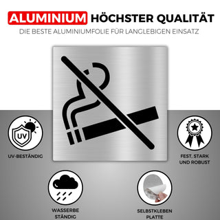 LEIASA | Selbstklebendes Rauchen Verboten Schild - 10x10 cm - 0,8 mm D