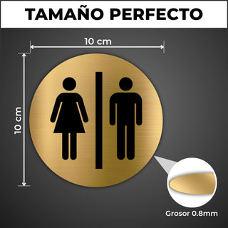LEIASA | Goldenes Schild WC Damen & Herren - Ø 10 cm - Stärke 0,8 mm -